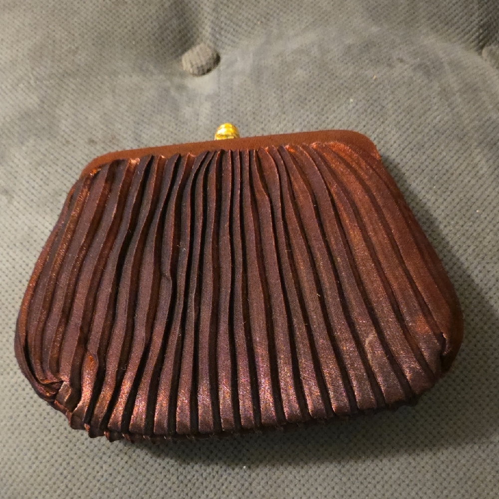 Vintage Sasha Pleated Metallic Brown Coin Purse